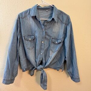Chambray Tie-Front Shirt